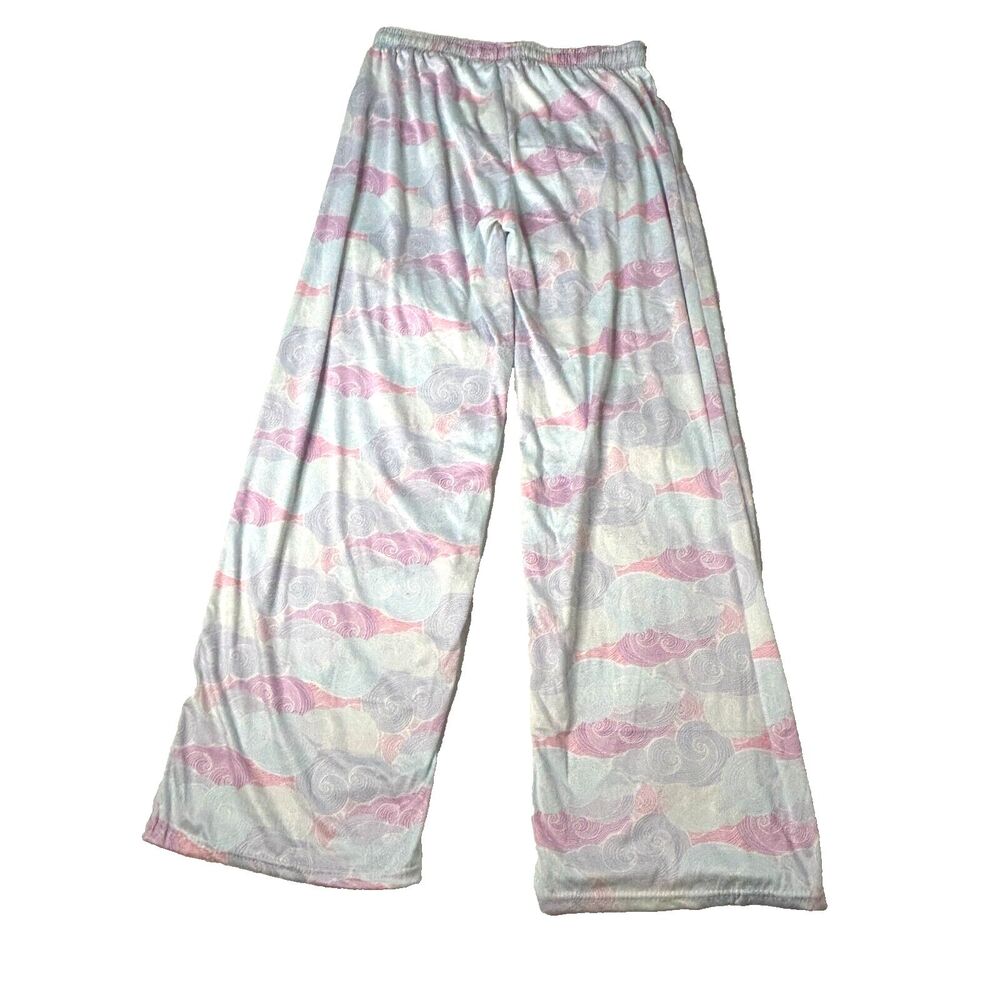 HELLO MELLO Signature Lounge‎ Pajama Pants Head In Clouds M L Pastel Wide Leg - Picture 5 of 6